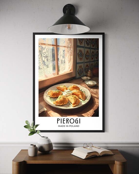 Pierogi Polish Food Poster Traditional Dumpling Wall Art Kitchen Decor Eastern European Cuisine Print Poland Illustration