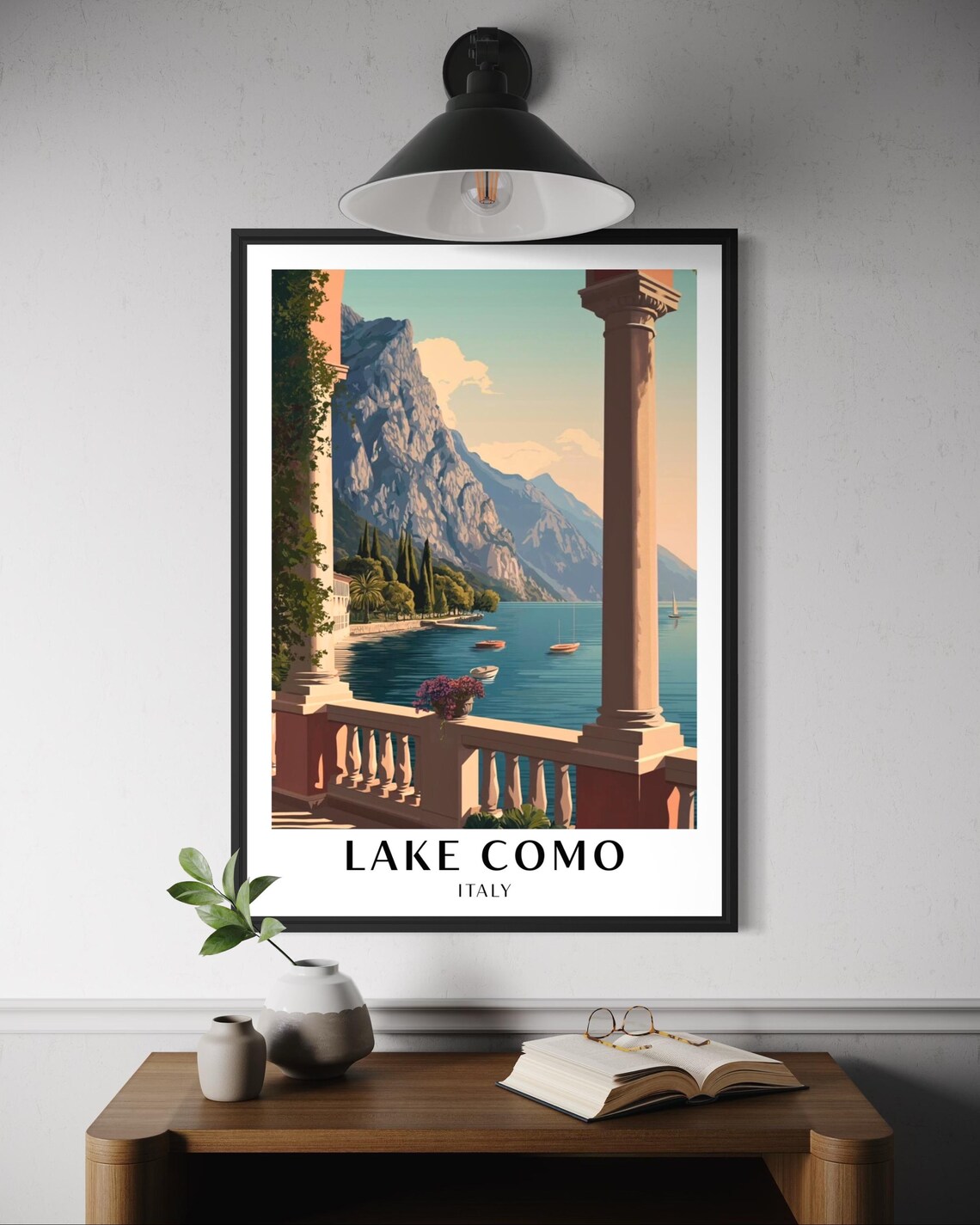 Lake Como Italy Travel Poster, Lakeside Artwork