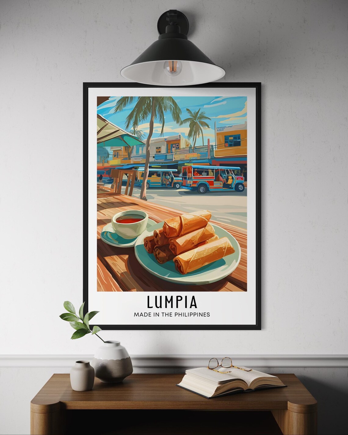 Lumpia Filipino Food Poster, Jeepney Kitchen Art Print