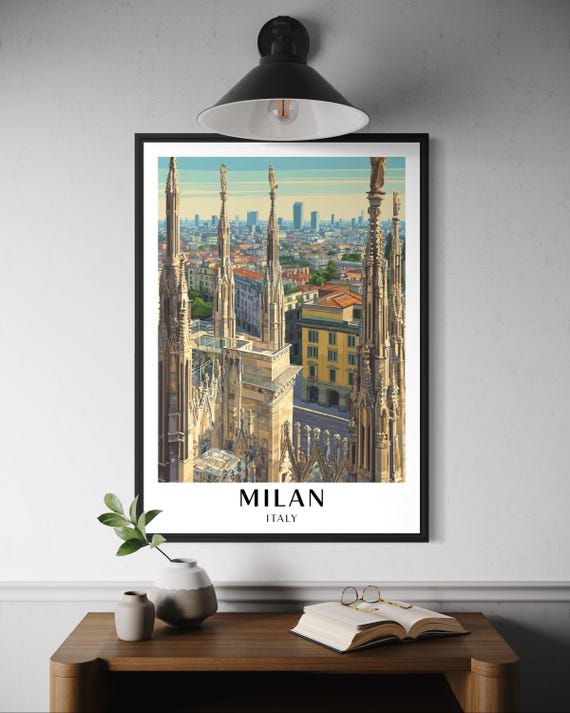 Milan Cathedral Wall Art Duomo Di Milano Poster Italy Travel Print Skyline Decor European Architecture Artwork Italian City Gift