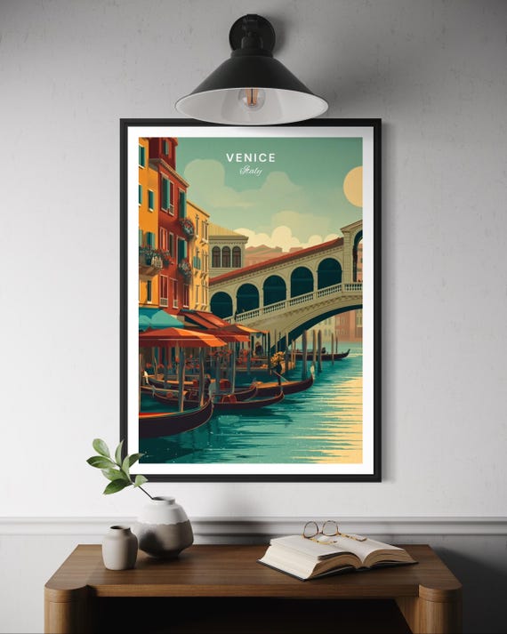 Venice Italy Grand Canal Gondolas Travel Poster