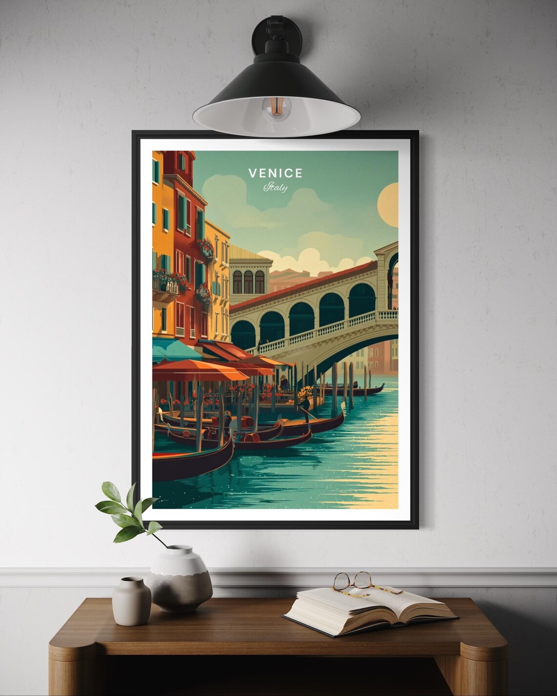 Venice Italy Grand Canal Gondolas Travel Poster