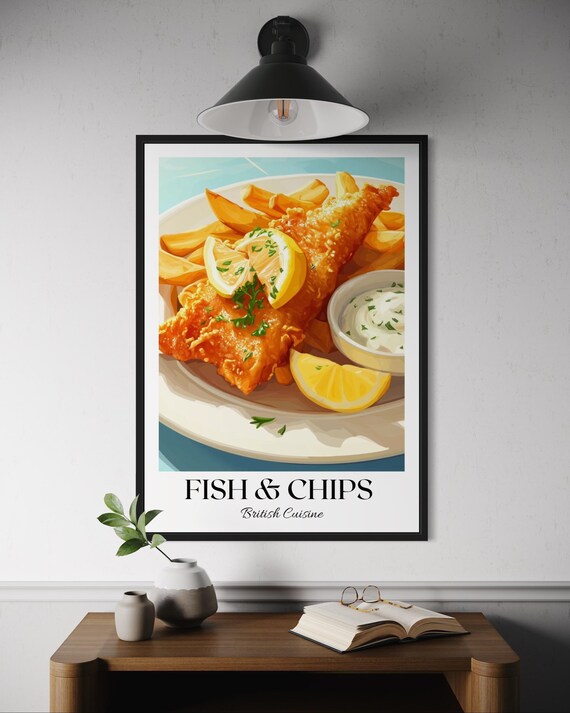 Fish And Chips British Cuisine Classic Pub Food Illustrated Poster