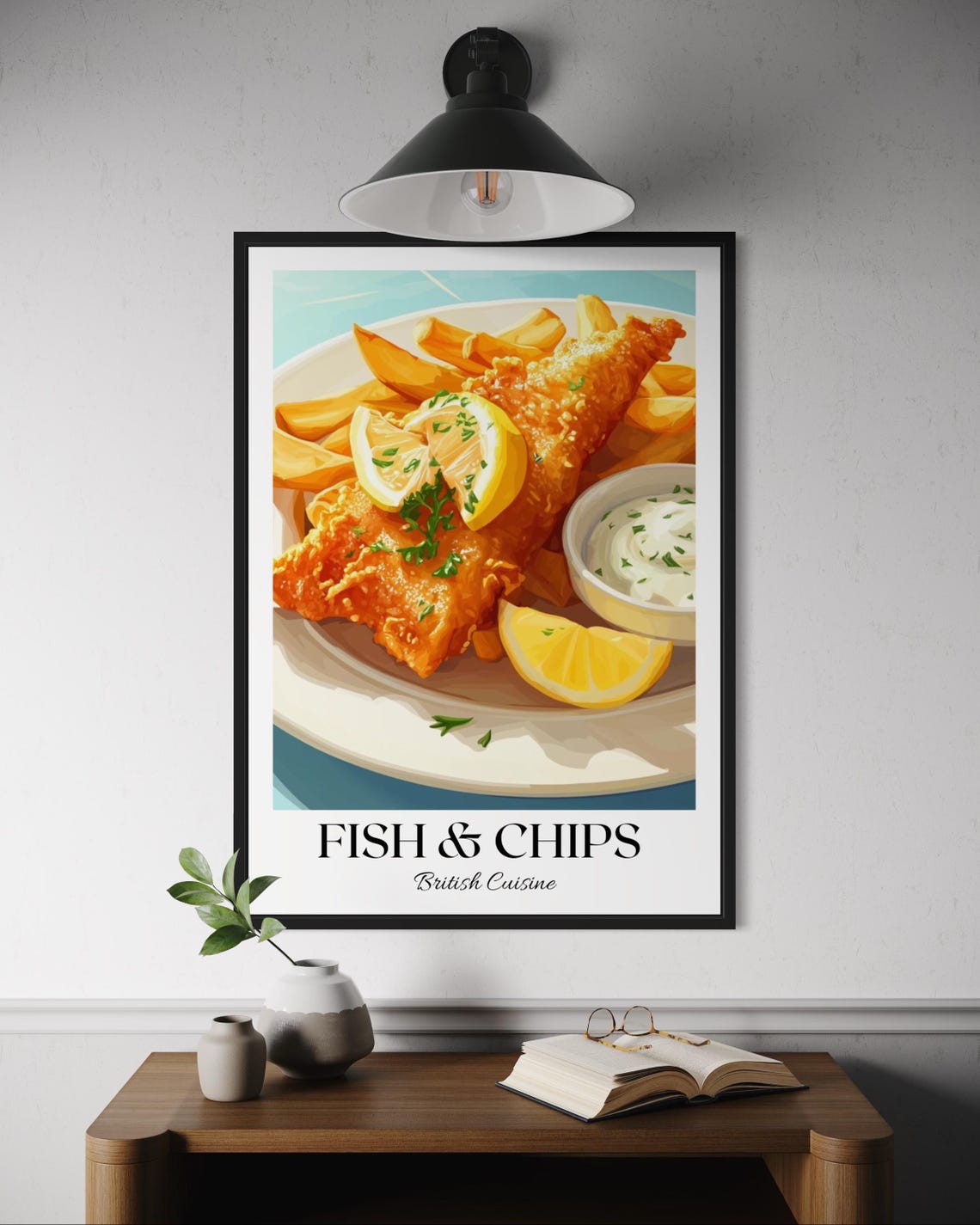 Fish And Chips British Cuisine Classic Pub Food Illustrated Poster