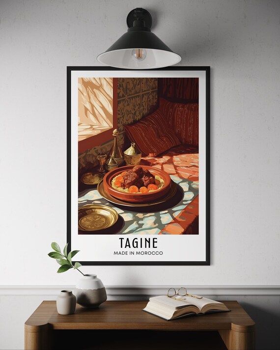 Tagine Morocco Slow Cooked Beef Carrots Sunlit Courtyard Food Art Poster