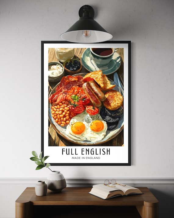 Full English Breakfast Poster, British Kitchen Decor