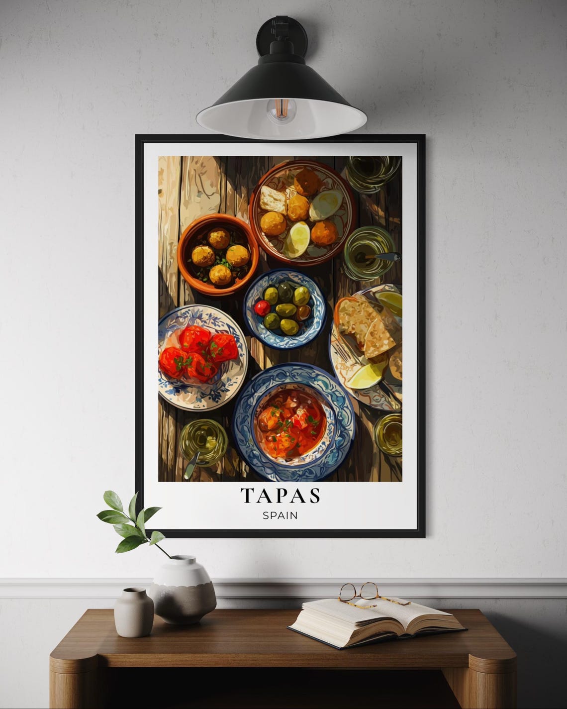 Tapas Spain Traditional Small Plates Overhead Food Art Poster
