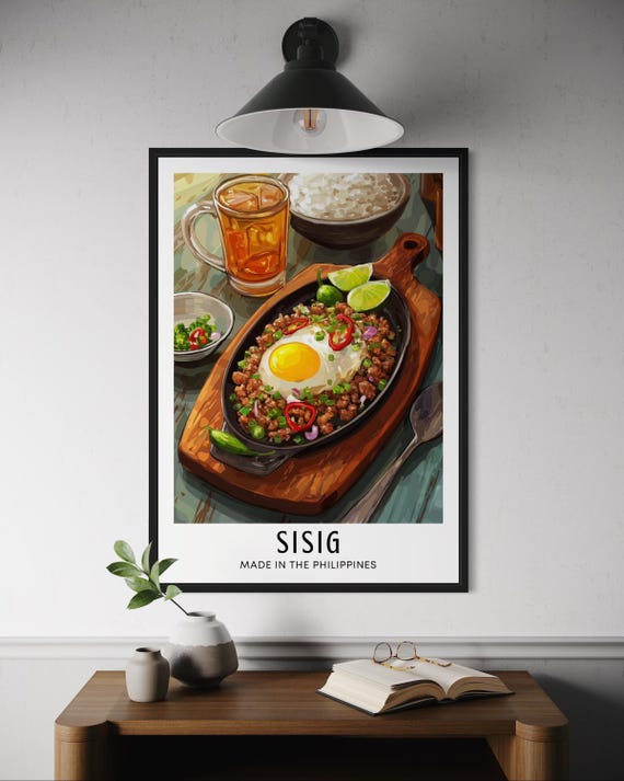 Sisig Filipino Food Poster Traditional Pork Dish Wall Art Kitchen Decor Asian Street Print Philippines Foodie Gift