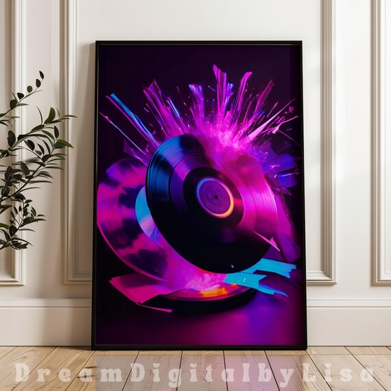 Vinyl Poster, Neon Splatter Retro Music