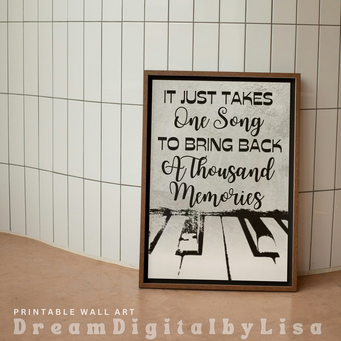 One Song Brings Back Thousand Memories Poster Music Quote Piano Keys Art - Image 2