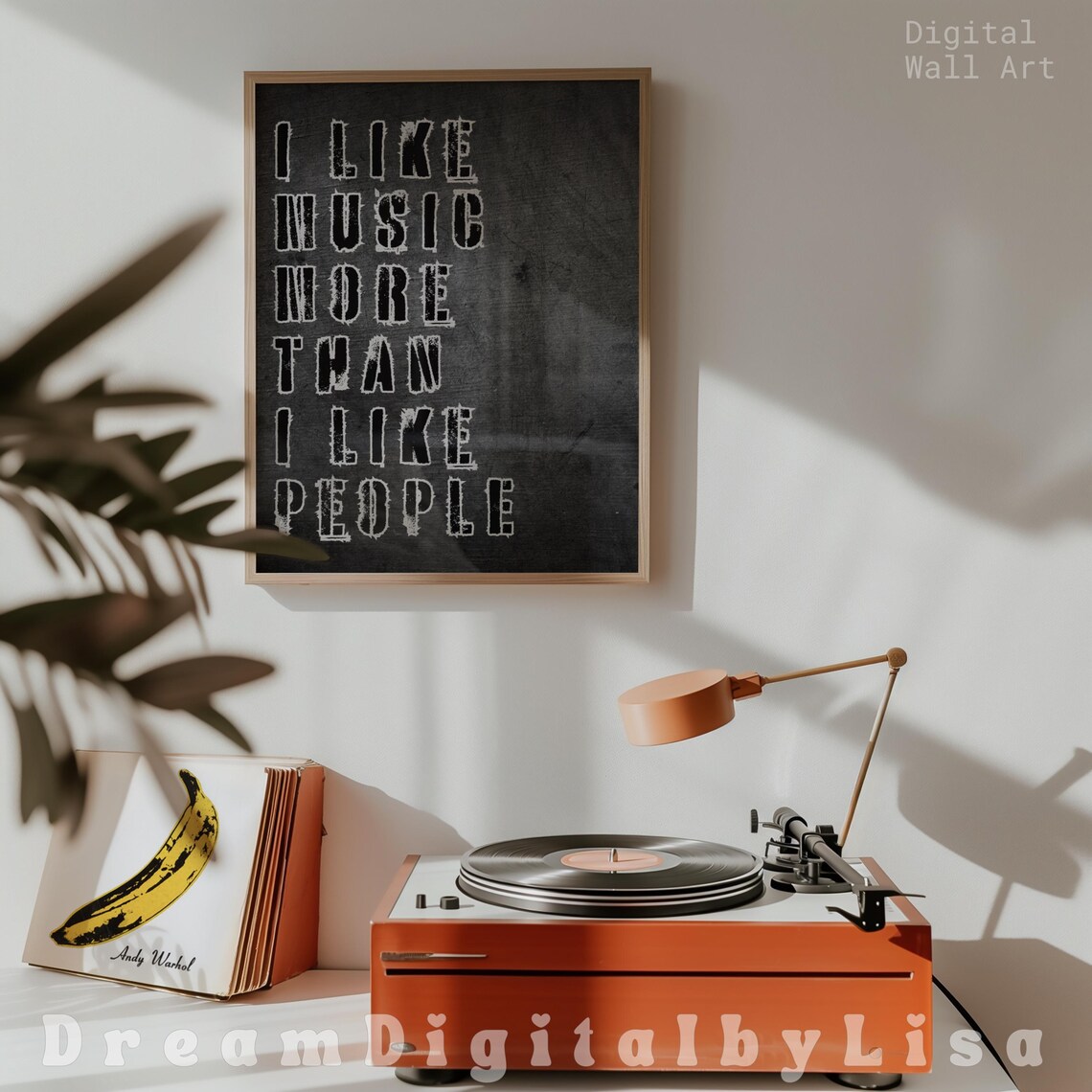 I Like Music More Than I Like People Grunge Typography Quote Poster - Image 2
