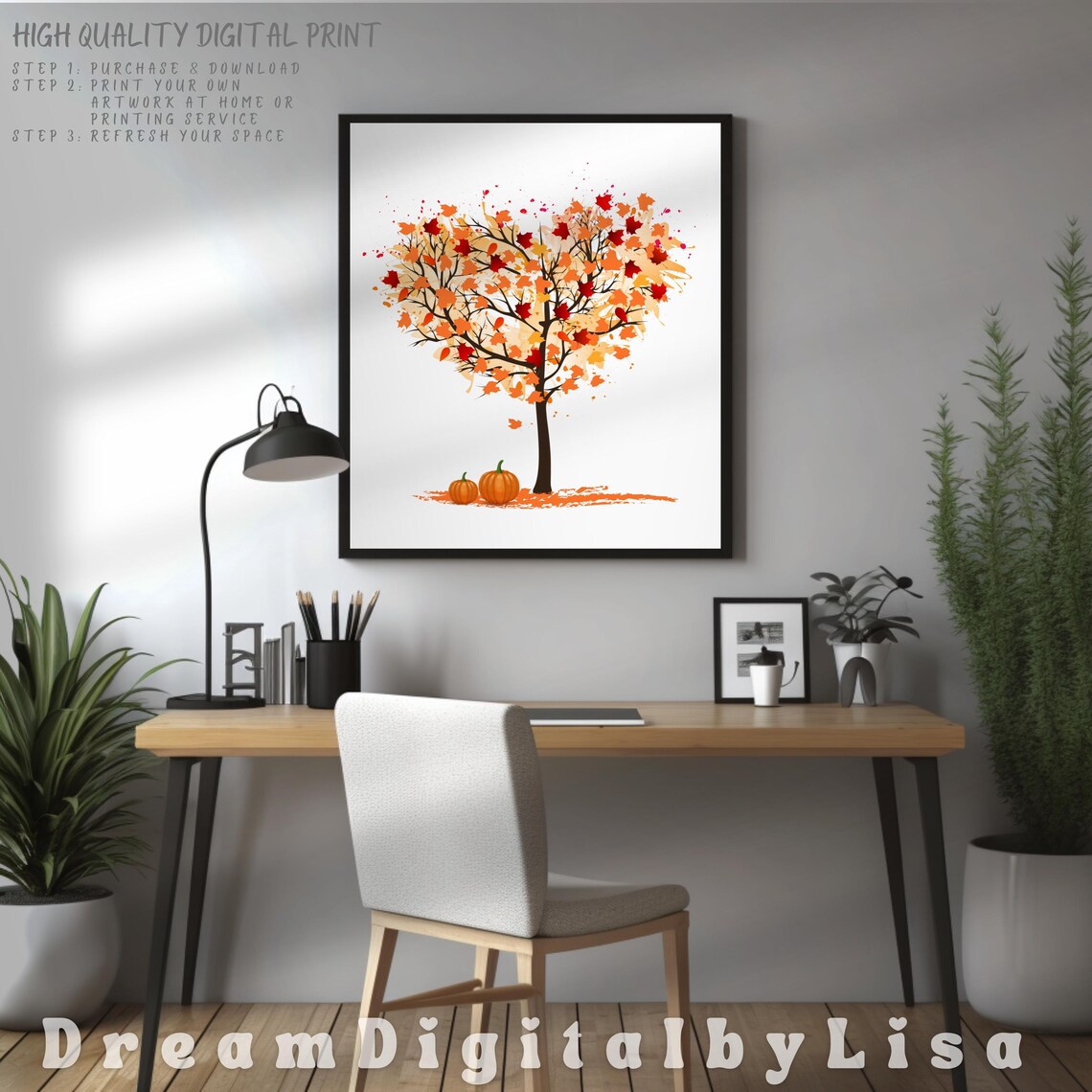 Autumn Heart Tree Fall Decor, Wall Art Print - Image 3