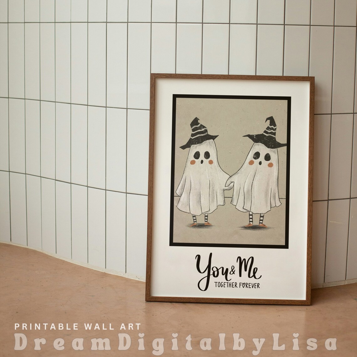 You And Me Together Forever Cute Ghost Couple Halloween Poster - Image 3