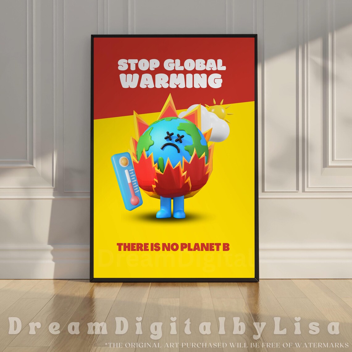 Stop Global Warming There Is No Planet B Poster Cartoon Earth Activism