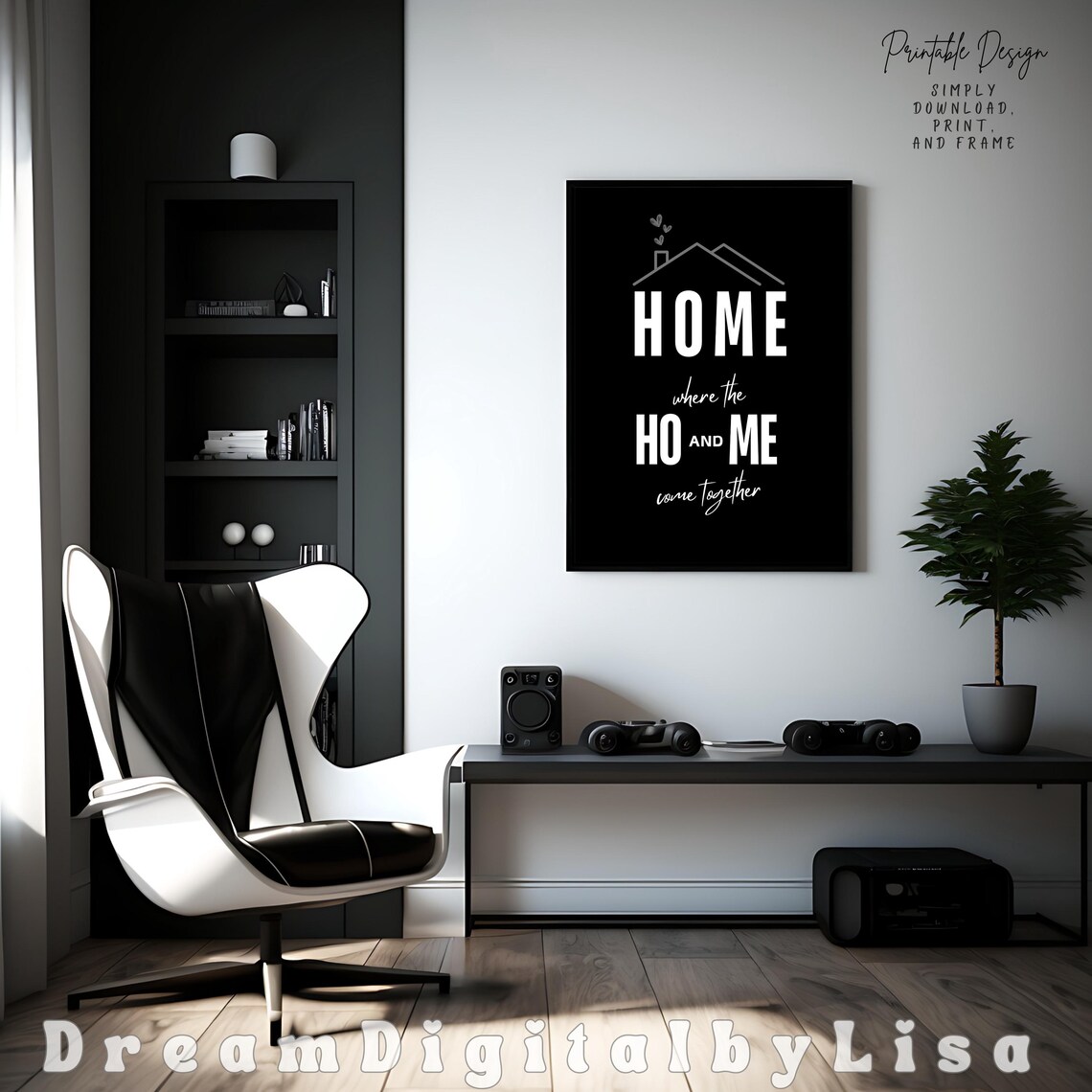 Home Where the Ho and Me Come Together Funny Family Quote Poster - Image 3