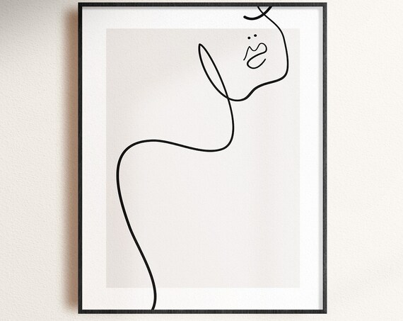 Abstract Woman Face One Line Drawing Minimalist Feminine Poster