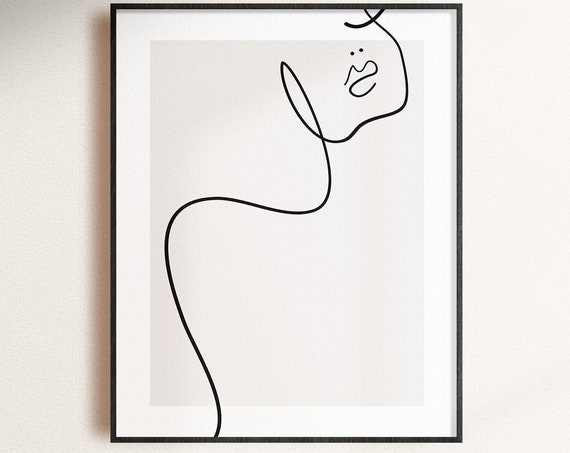 Woman Line Drawing Female Line Art One Line Drawing Modern Wall Art Bathroom Decor Feminist Poster
