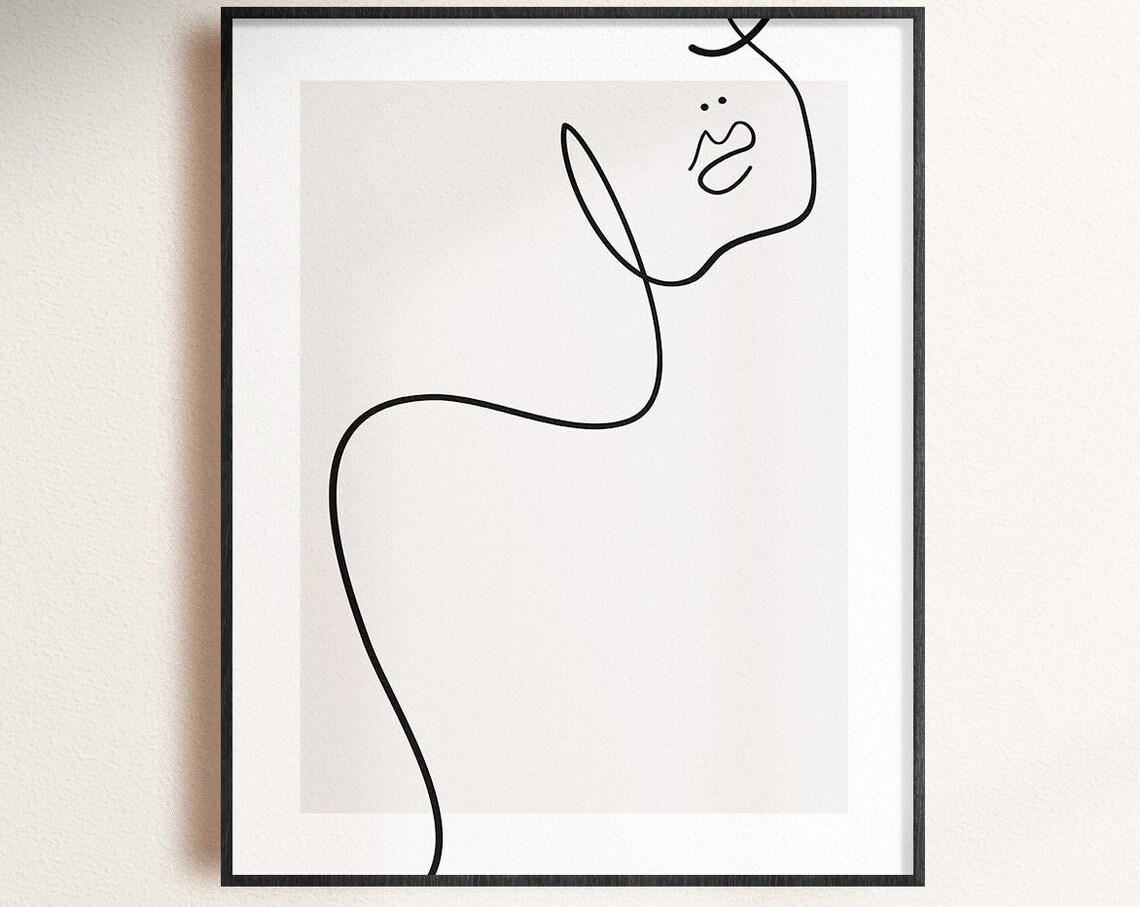 Abstract Woman Face One Line Drawing Minimalist Feminine Poster
