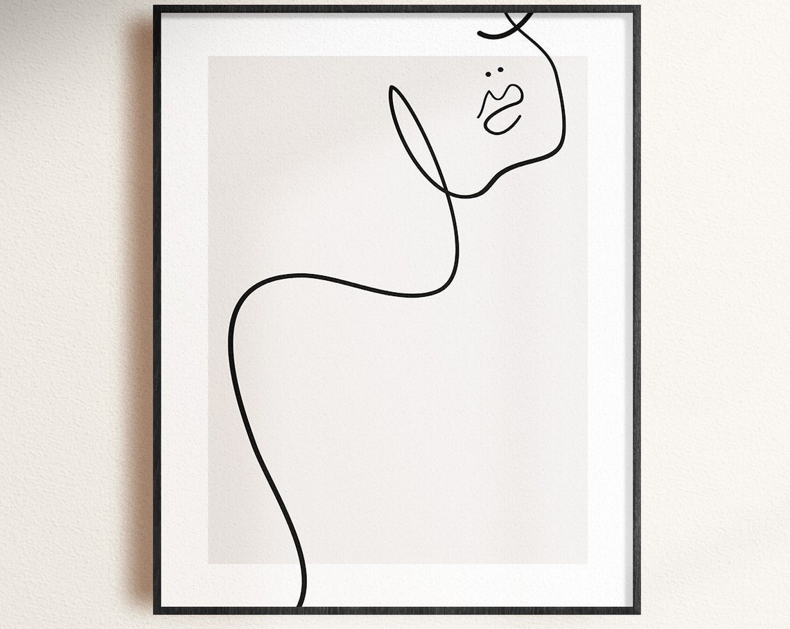 Woman Line Drawing Female Line Art One Line Drawing Modern Wall Art Bathroom Decor Feminist Poster