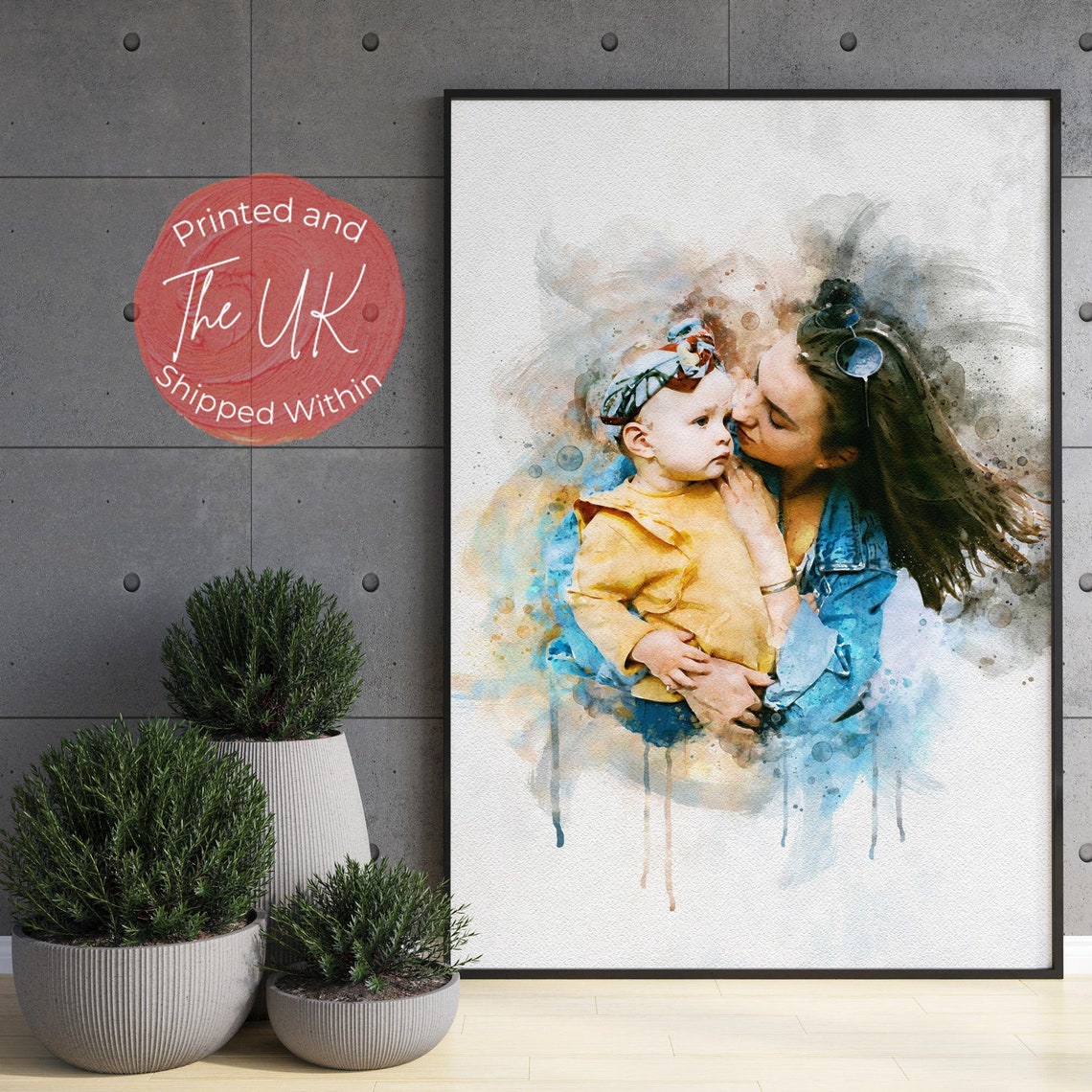 Personalised Mother Daughter Gift Family Portrait Painting Gift For Wife Mum Birthday Gift Watercolour Portrait From Photo Print - Image 3