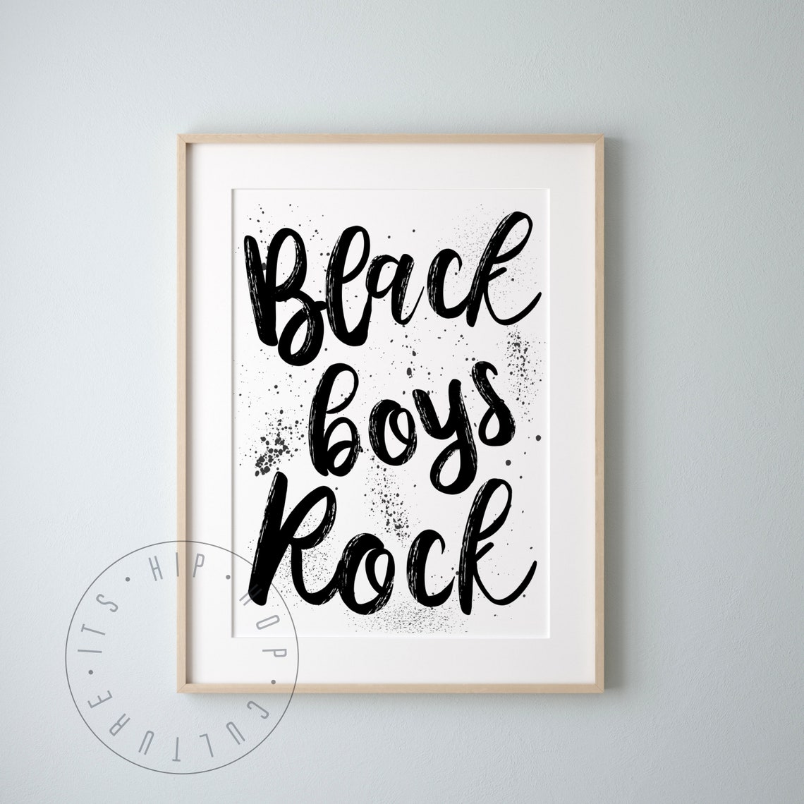 Black Boys Rock Brush Script Empowering Kids Room Art Poster - Image 5