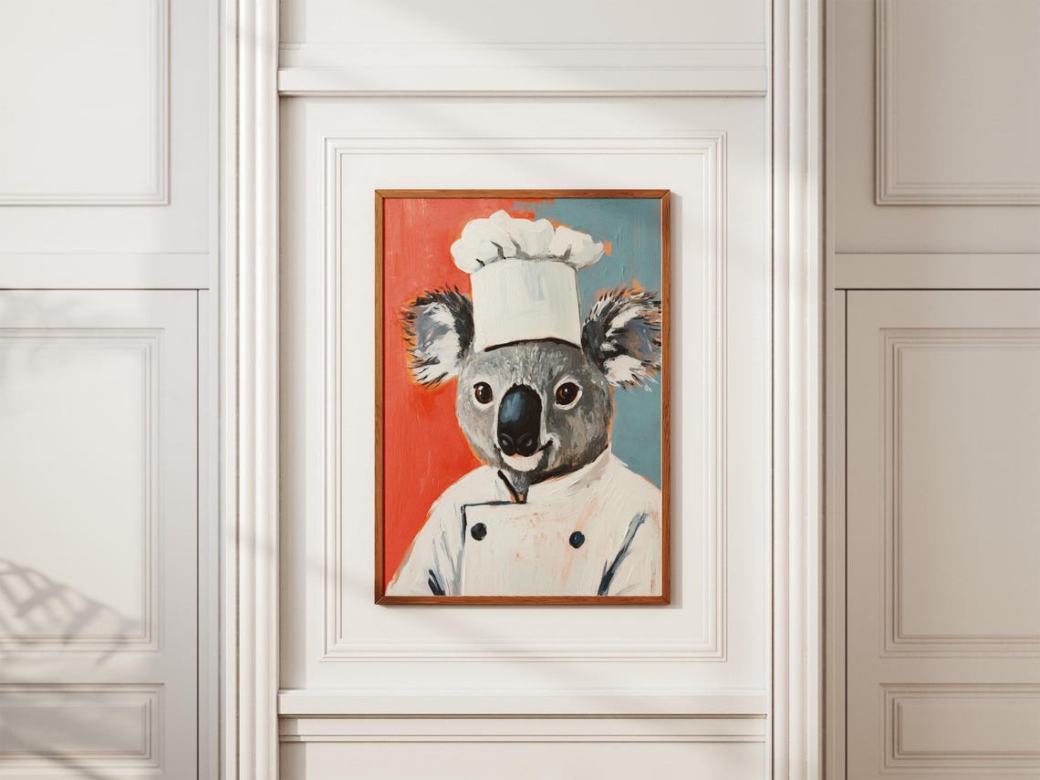 Koala Chef Art Print Kitchen Decor Funny Animal Poster Culinary Whimsical - Image 2
