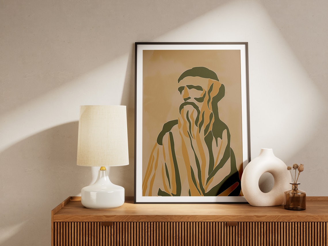Greek Philosopher Bust Silhouette Mid Century Classical Art Print - Image 2