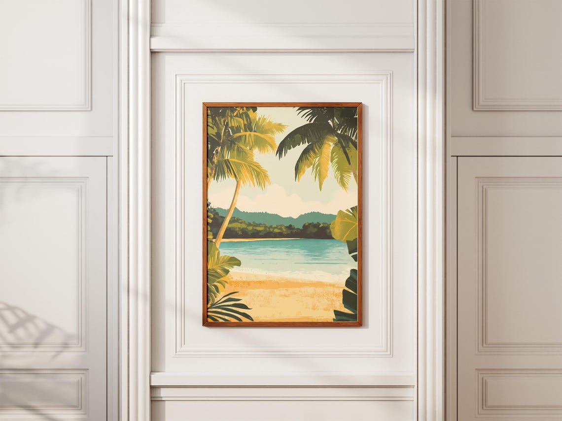 Solomon Islands Beach Palm Trees Turquoise Lagoon Island Poster - Image 2