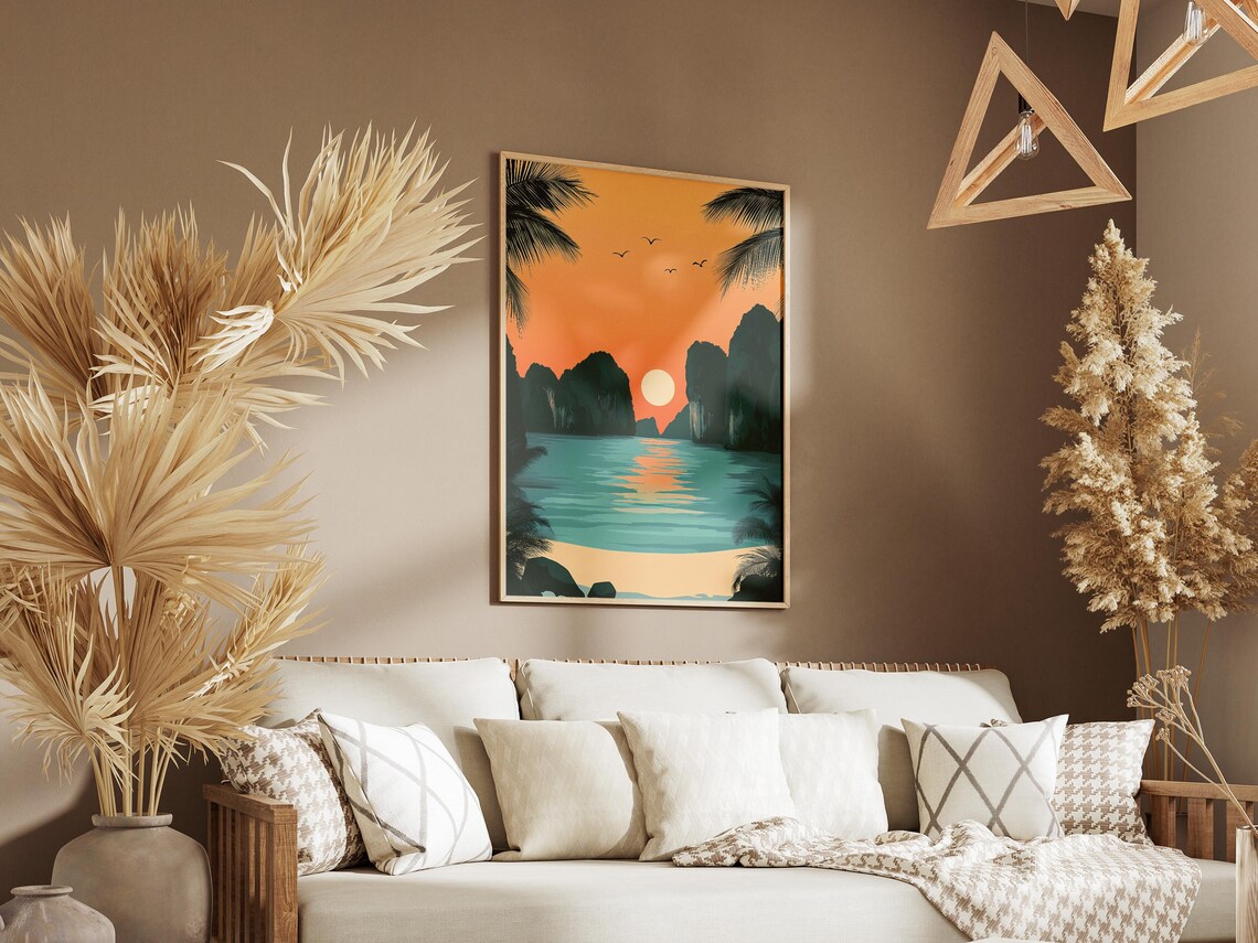 Phang Nga Bay Thailand Sunset Limestone Cliffs Seascape Poster - Image 3