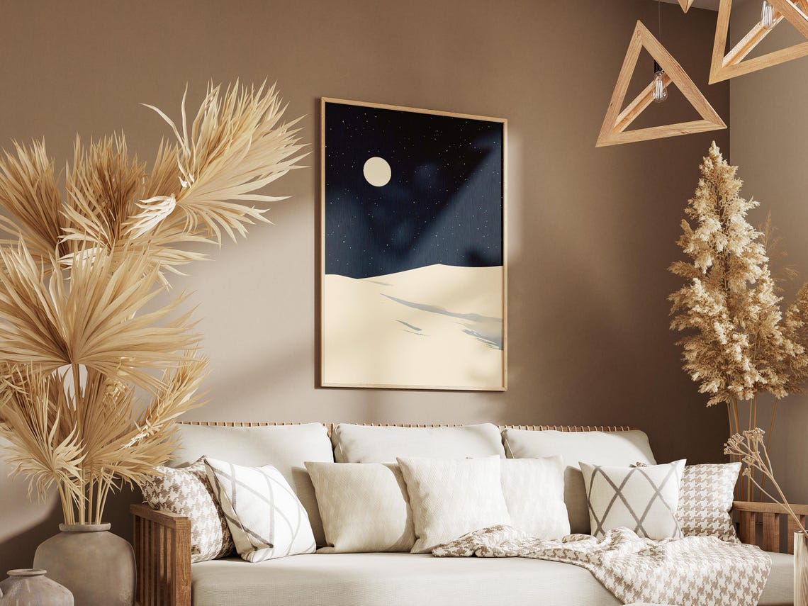 White Sands National Park Moonlit Dunes Under Starry Night Sky Poster - Image 3