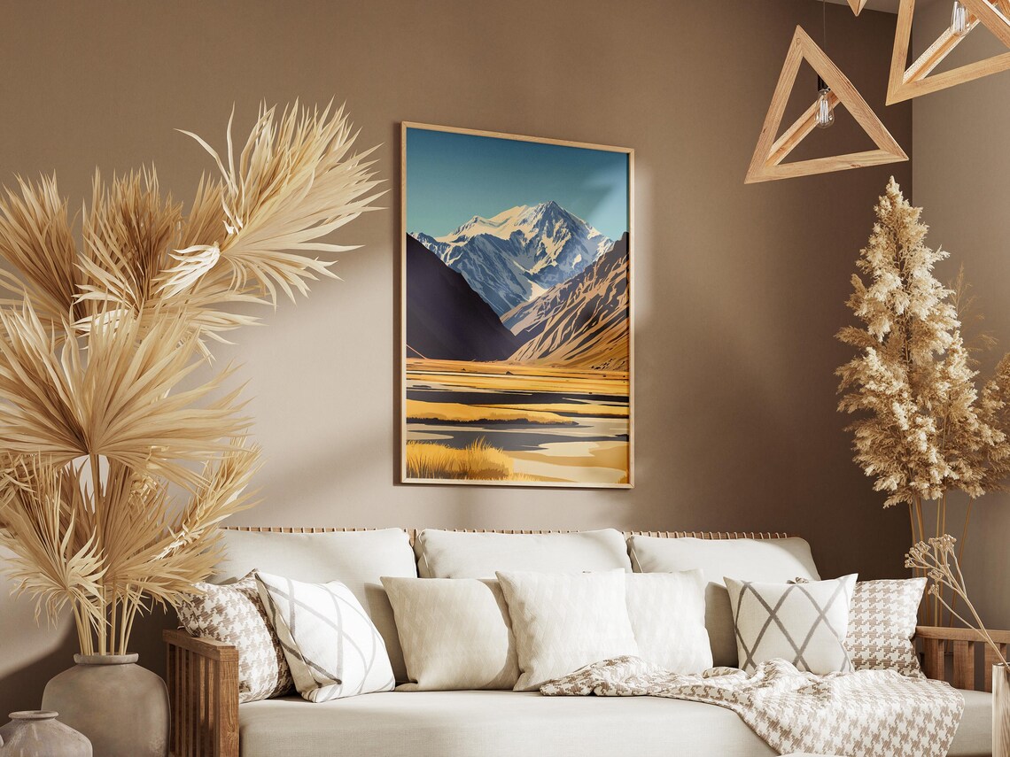 Pamir Mountains Tajikistan Golden Valley Snowcapped Peak Poster - Image 3