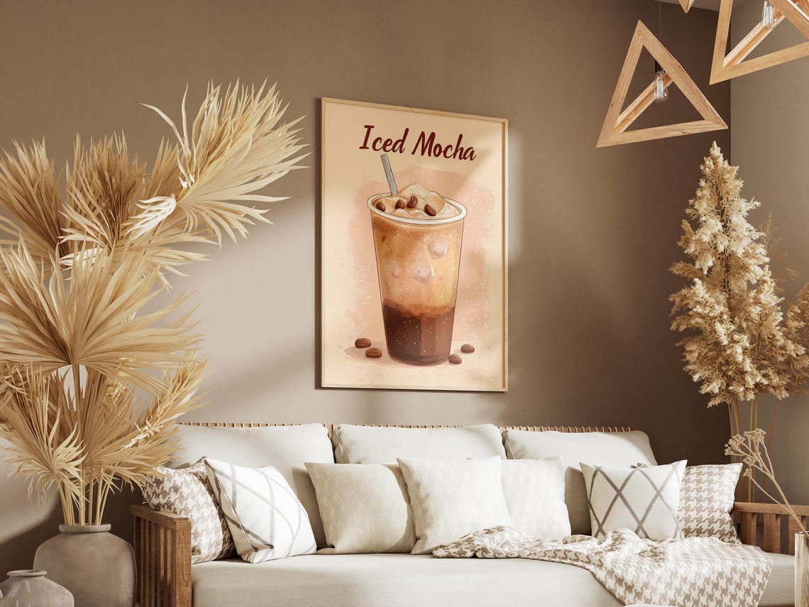 Iced Mocha Chocolate Coffee Drink Layered Cafe Illustration Poster - Image 3
