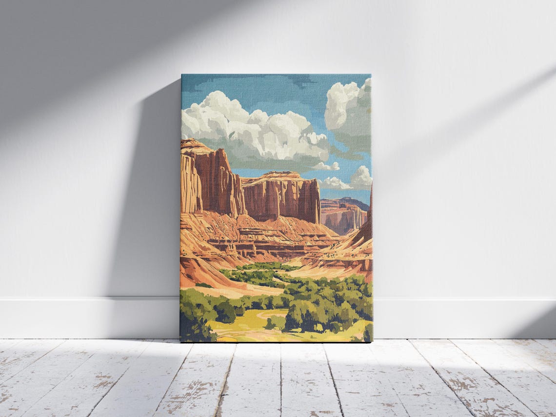 Capitol Reef National Park Utah Layered Red Cliffs Valley Art Poster - Image 2
