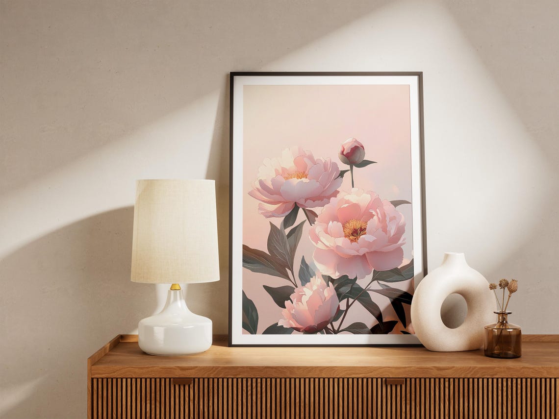 Blush Pink Peony Blooms Soft Romantic Floral Art Wall Poster - Image 5