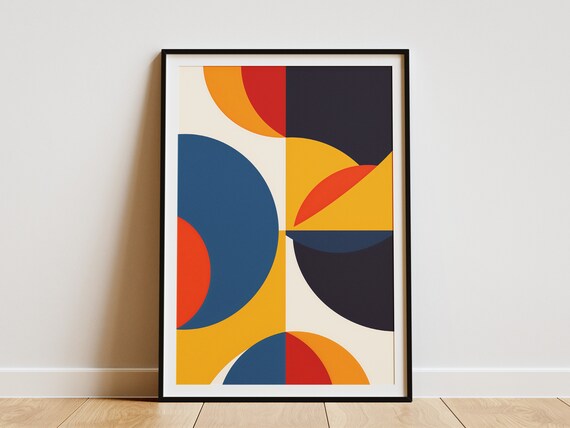 Mid Century Modern Geometric Abstract Wall Art Print Minimalist Art Poster Scandinavian Decor