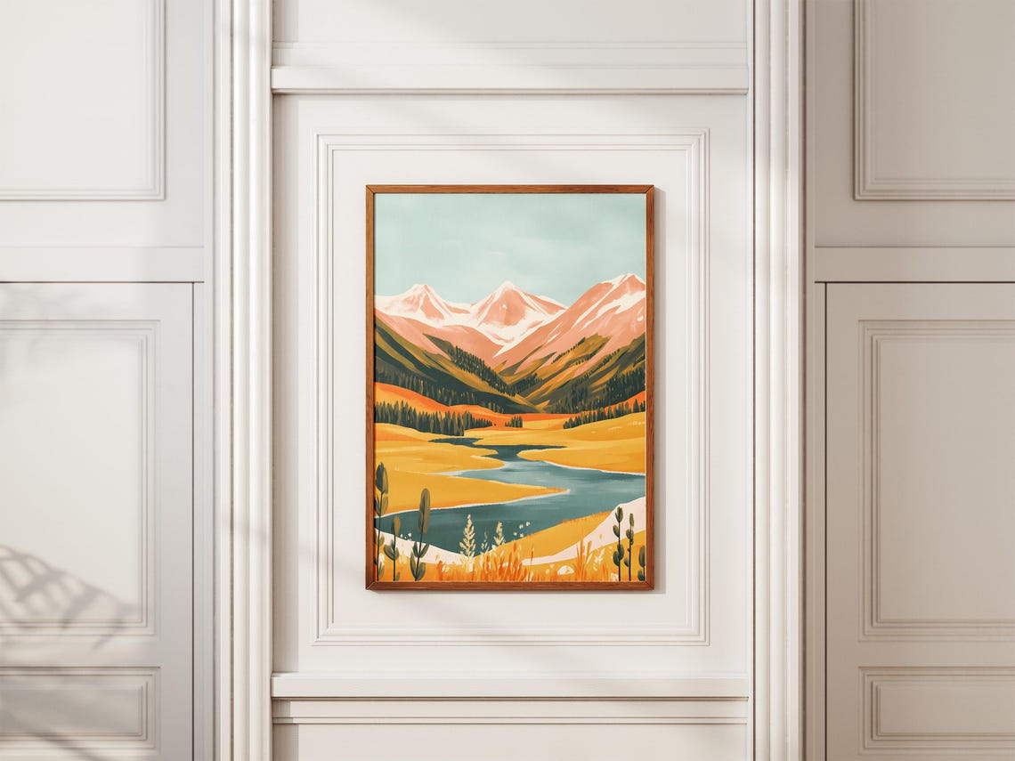 Autumn Mountain Valley With Winding River Scenic Landscape Poster - Image 2