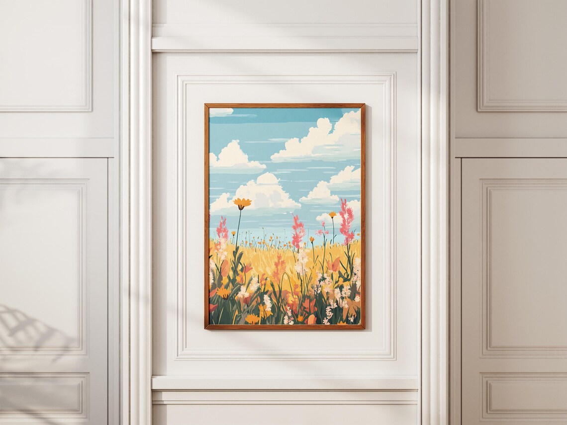 Summer Wildflower Meadow Blue Sky Breezy Botanical Flower Poster - Image 2