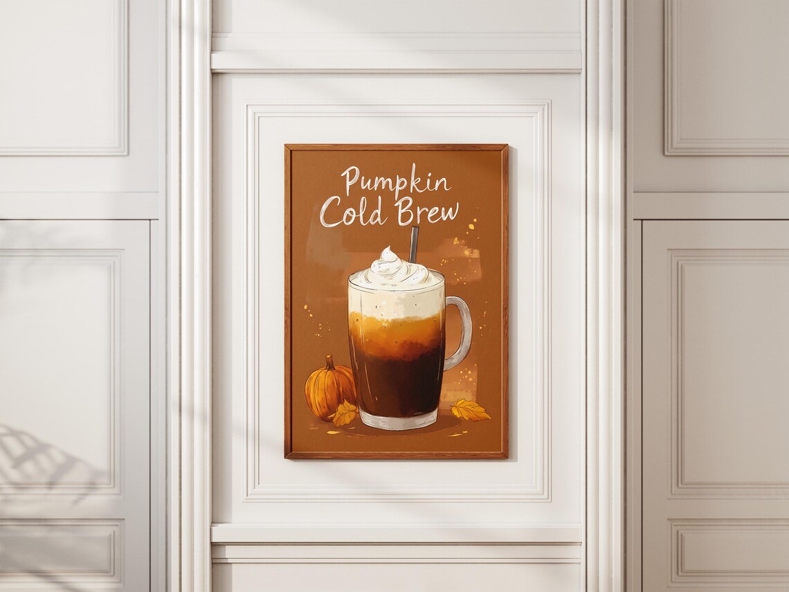 Pumpkin Cold Brew Autumn Spice Harvest Fall Seasonal Cafe Poster - Image 2