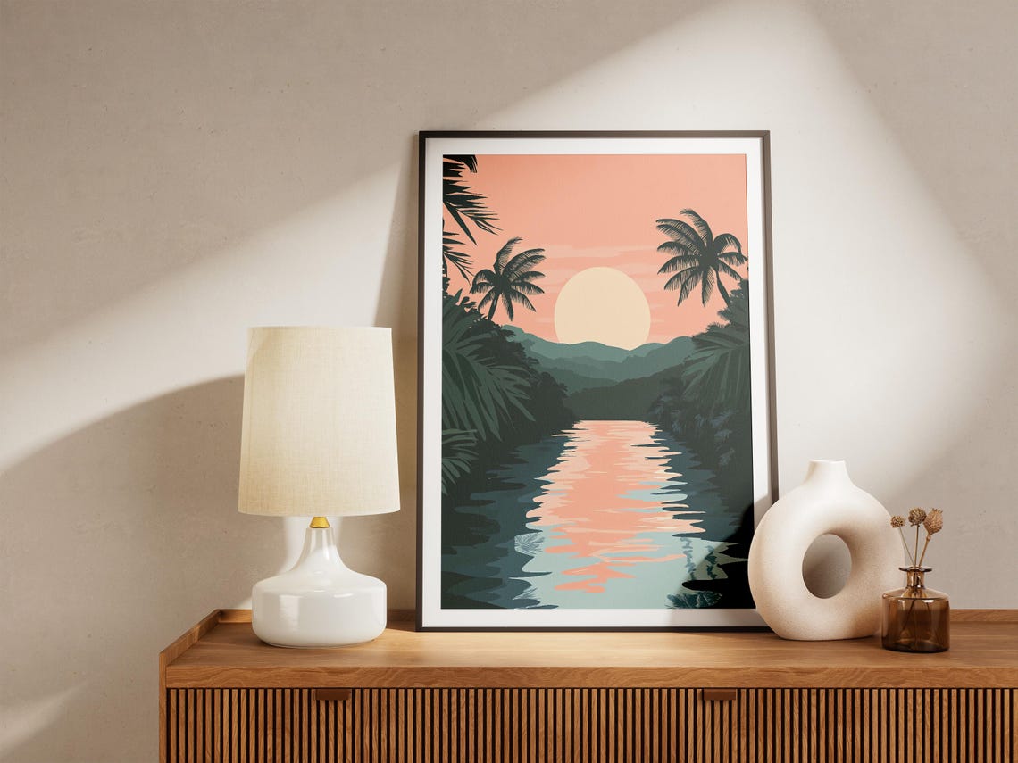 Palawan Philippines Sunset River Between Dark Palm Trees Poster - Image 5