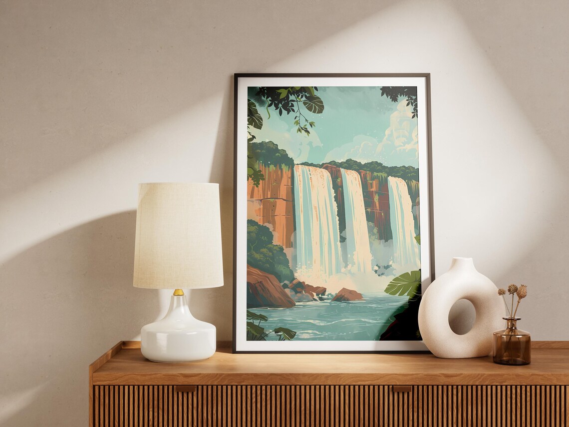 Iguazu Falls Cascading Tropical Jungle Waterfall Travel Poster - Image 2
