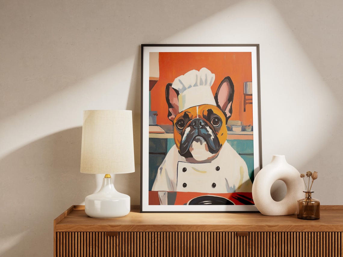 Bulldog Chef Art Print Kitchen Decor Funny Dog Poster Illustration Culinary Lover Gift Wall - Image 4
