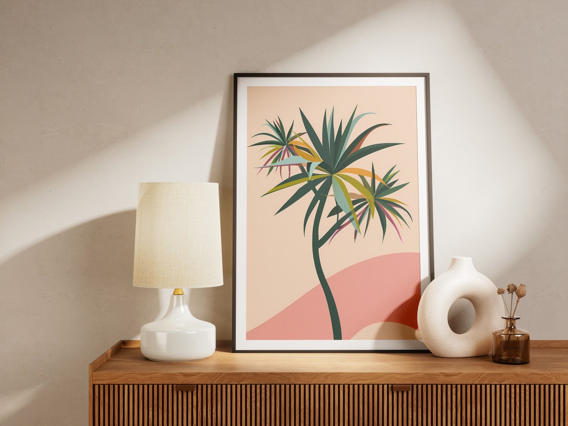 Minimalist Boho Palm Tree Abstract Botanical Illustration Art Print - Image 2