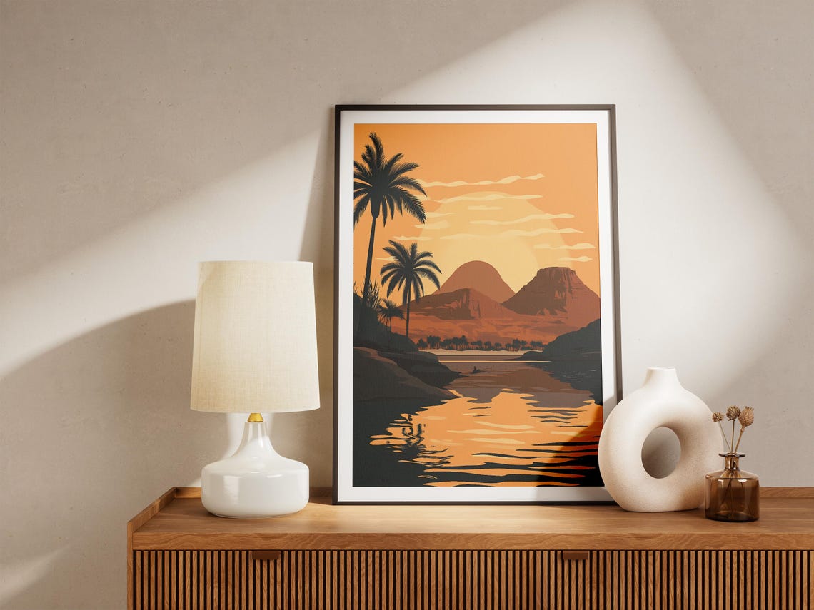 Ras Muhammad Egypt Poster Sunset Palm Trees Red Sea Landscape - Image 4