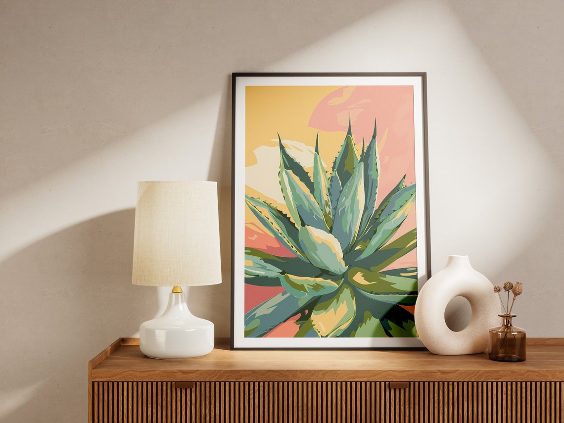 Agave Succulent Sunset Colorful Bold Desert Botanical Poster - Image 2