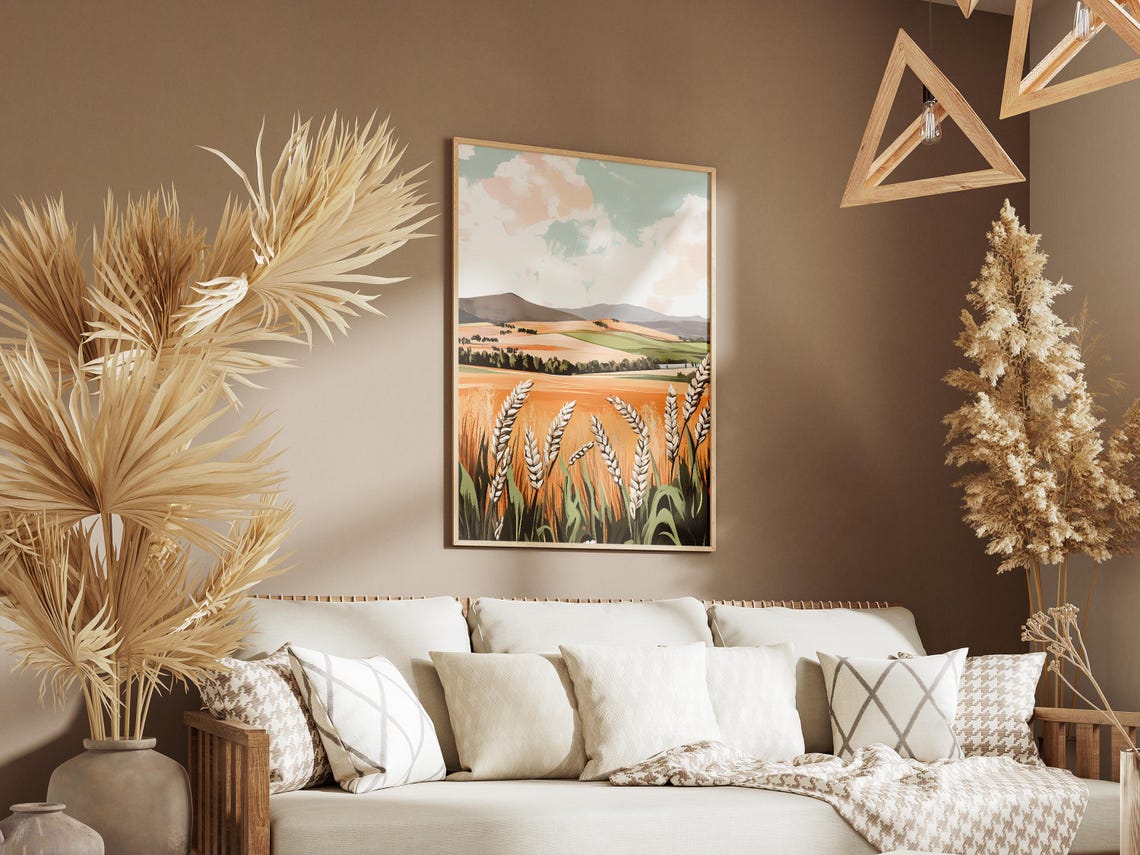 Golden Wheat Field With Rolling Hills Summer Countryside Poster - Image 3