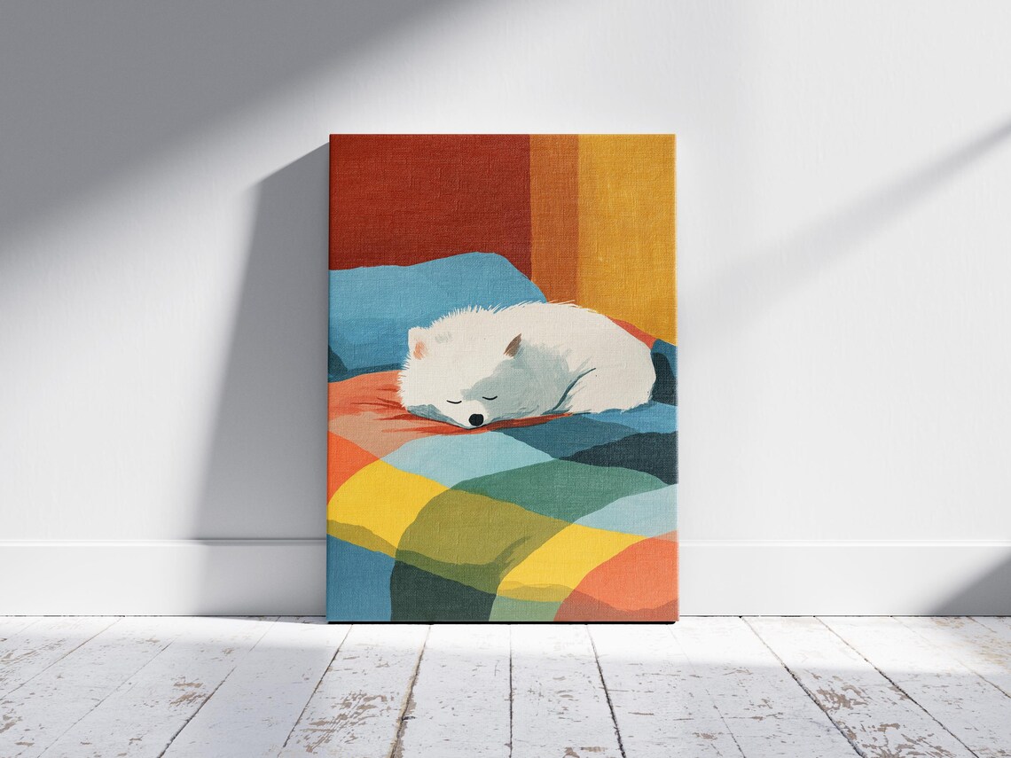 Sleeping Pomeranian Dog Matisse Inspired Abstract Pet Portrait Poster - Image 2