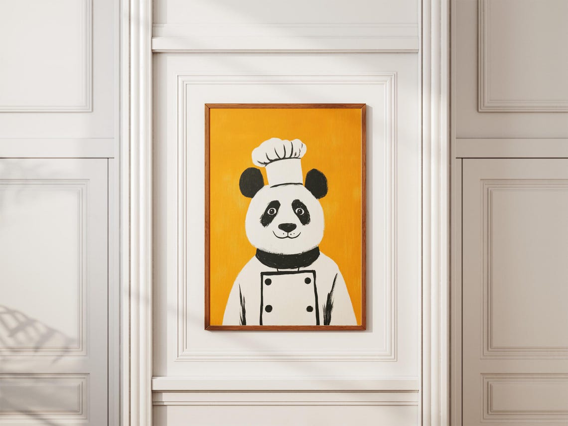 Panda Chef Art Print Kitchen Decor Poster In Uniform Funny Wall Animal Gift - Image 2