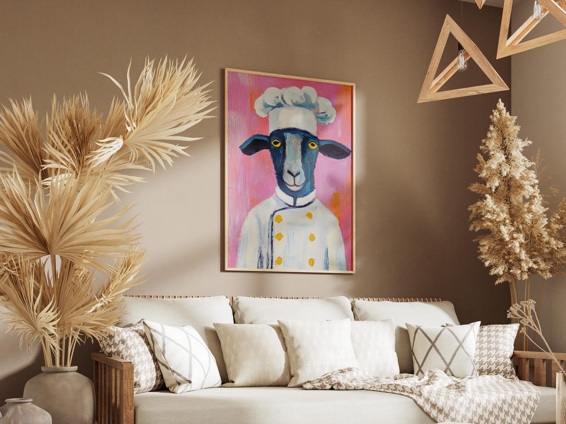 Sheep Chef Poster Print Kitchen Art Animal Funny Farmhouse Decor Whimsical Illustration Gift Quirky - Image 3