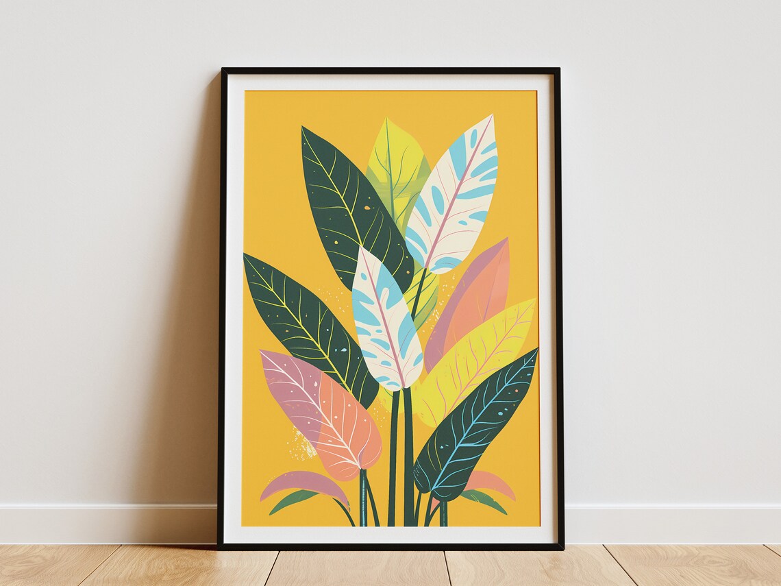 Tropical Plant Leaves Poster Botanical Art Print Minimalist Boho Wall Decor Modern Home Decor