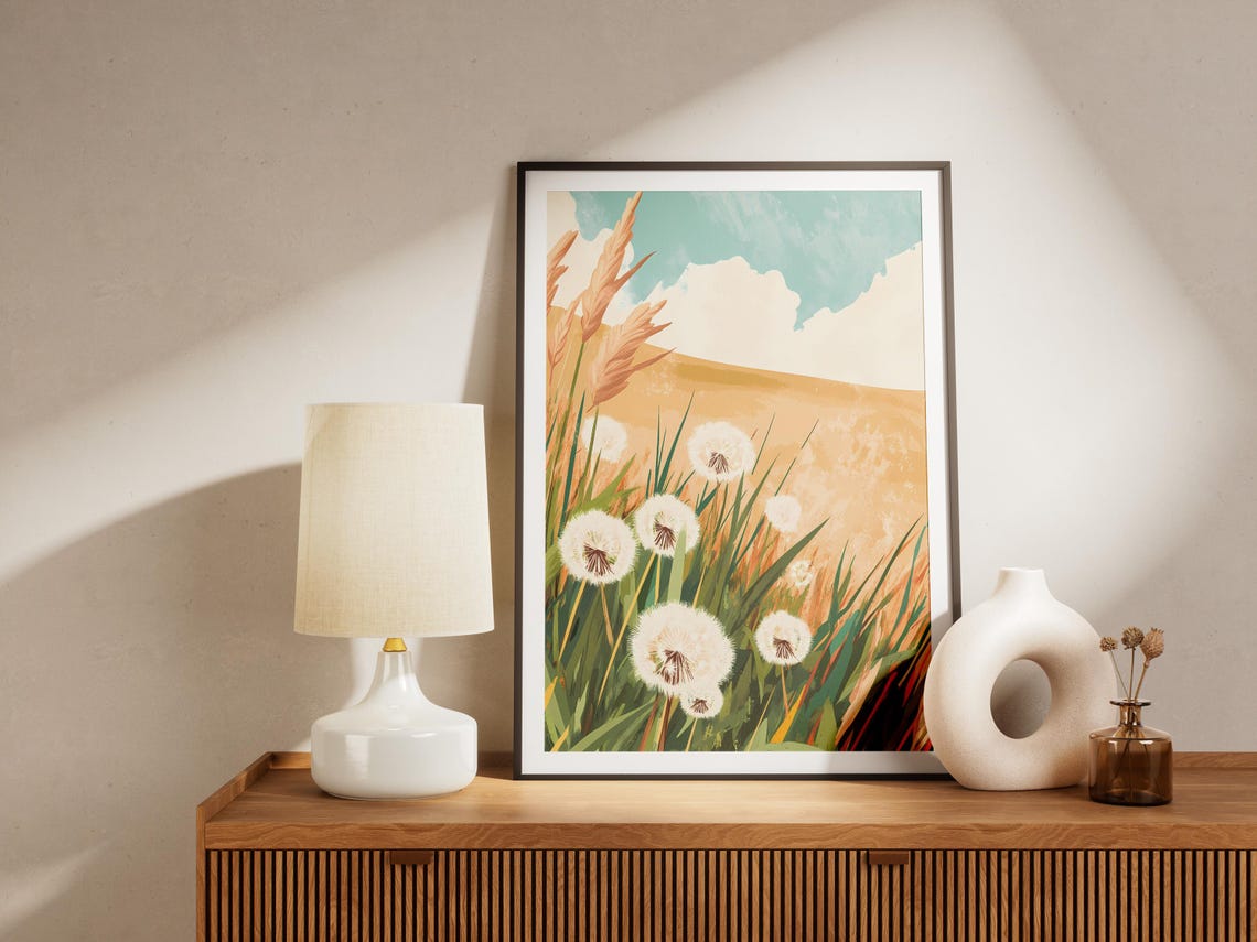 Dandelion Seed Heads Meadow Botanical Illustration Summer Art Poster - Image 4